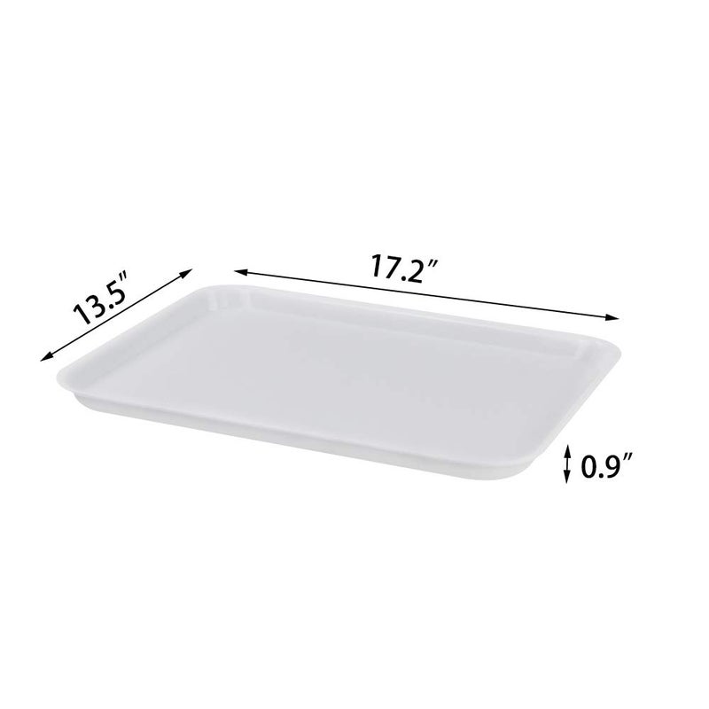 Gloreen Rectangular Fast Food Tray, Cafe Standard Cafeteria Serving Trays, 17.2"X13.5", Set of 4(White) - Image 2